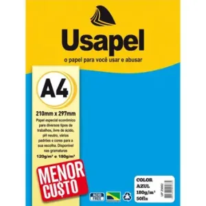 Papel A4 (color) Usapel Azul 180g. - Filiperson