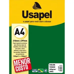 Papel A4 (color) Usapel VERDE 180g - Filiperson