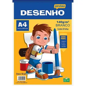 Bloco Técnico sem Margem Desenho A4 140 g 20 fls. Branco - Jandaia